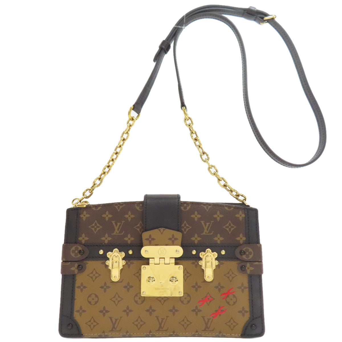LOUIS VUITTON ルイヴィトン M43596 トランククラッチ ショルダーバッグ モノグラムリバース レディース 中古