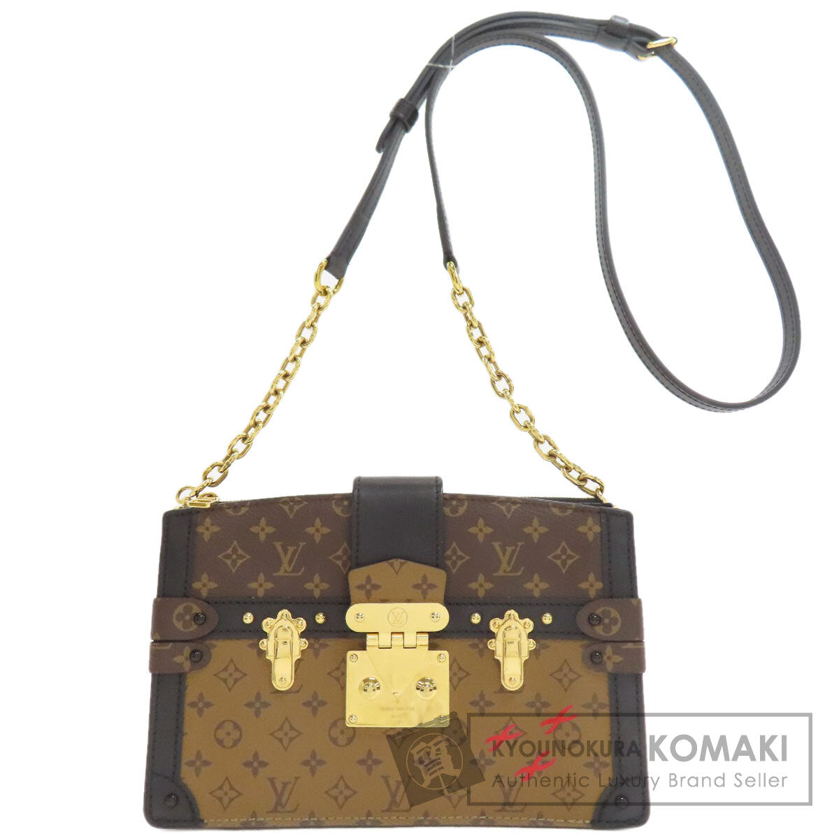 LOUIS VUITTON ルイヴィトン M43596 トランククラッチ ショルダーバッグ モノグラムリバース レディース 中古