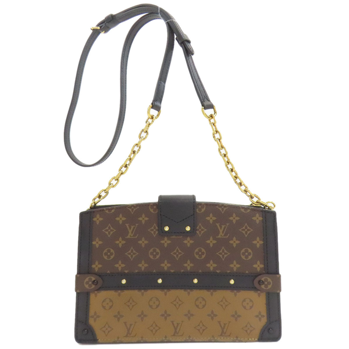 LOUIS VUITTON ルイヴィトン M43596 トランククラッチ ショルダーバッグ モノグラムリバース レディース 中古