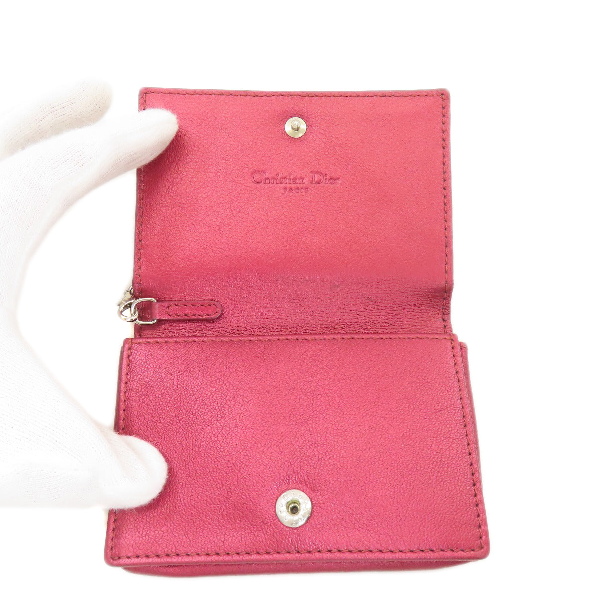 CHRISTIAN DIOR クリスチャンディオール カナージュ カードケース エナメル レディース 中古