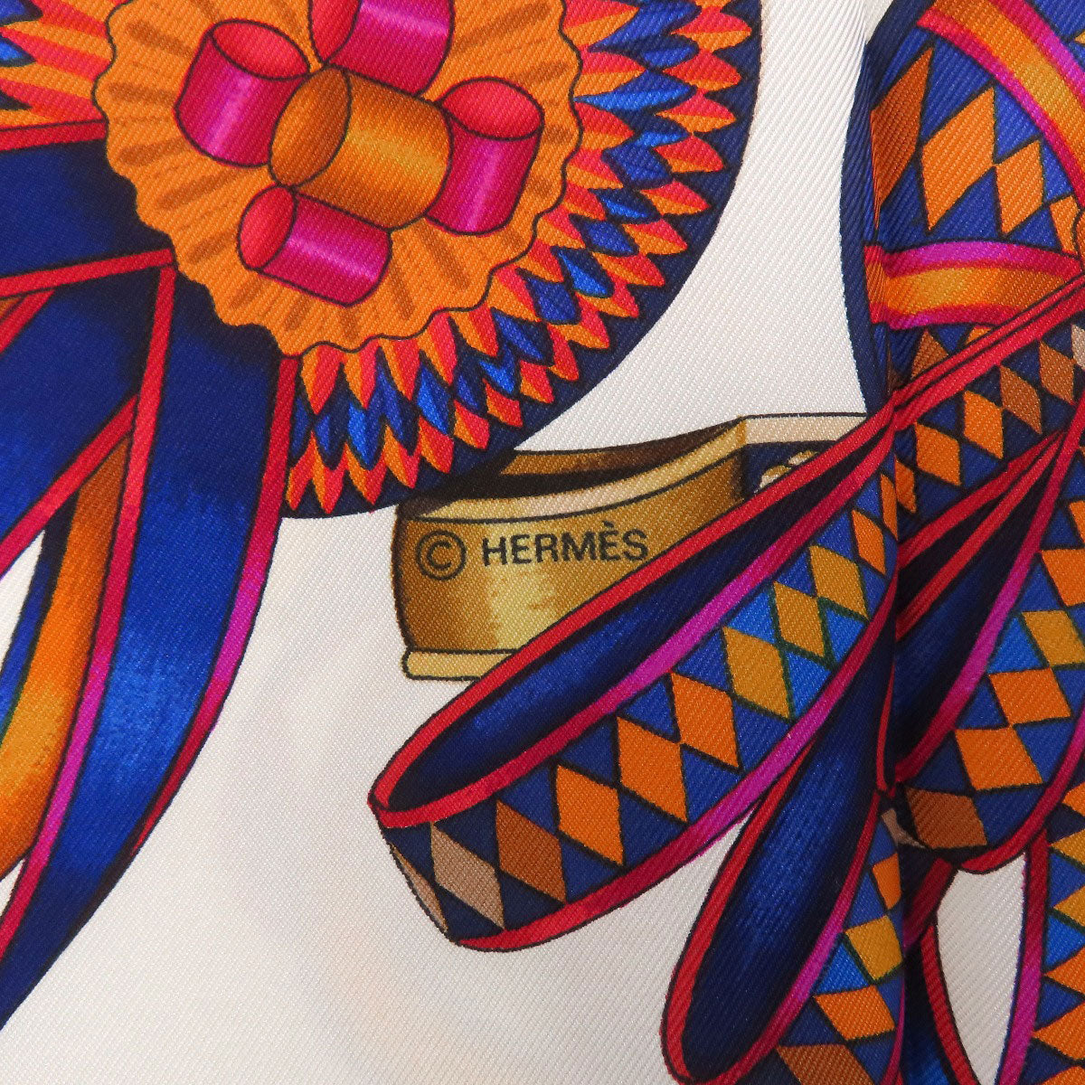 HERMES エルメス カレ90 馬のリボン飾り スカーフ シルク レディース 中古