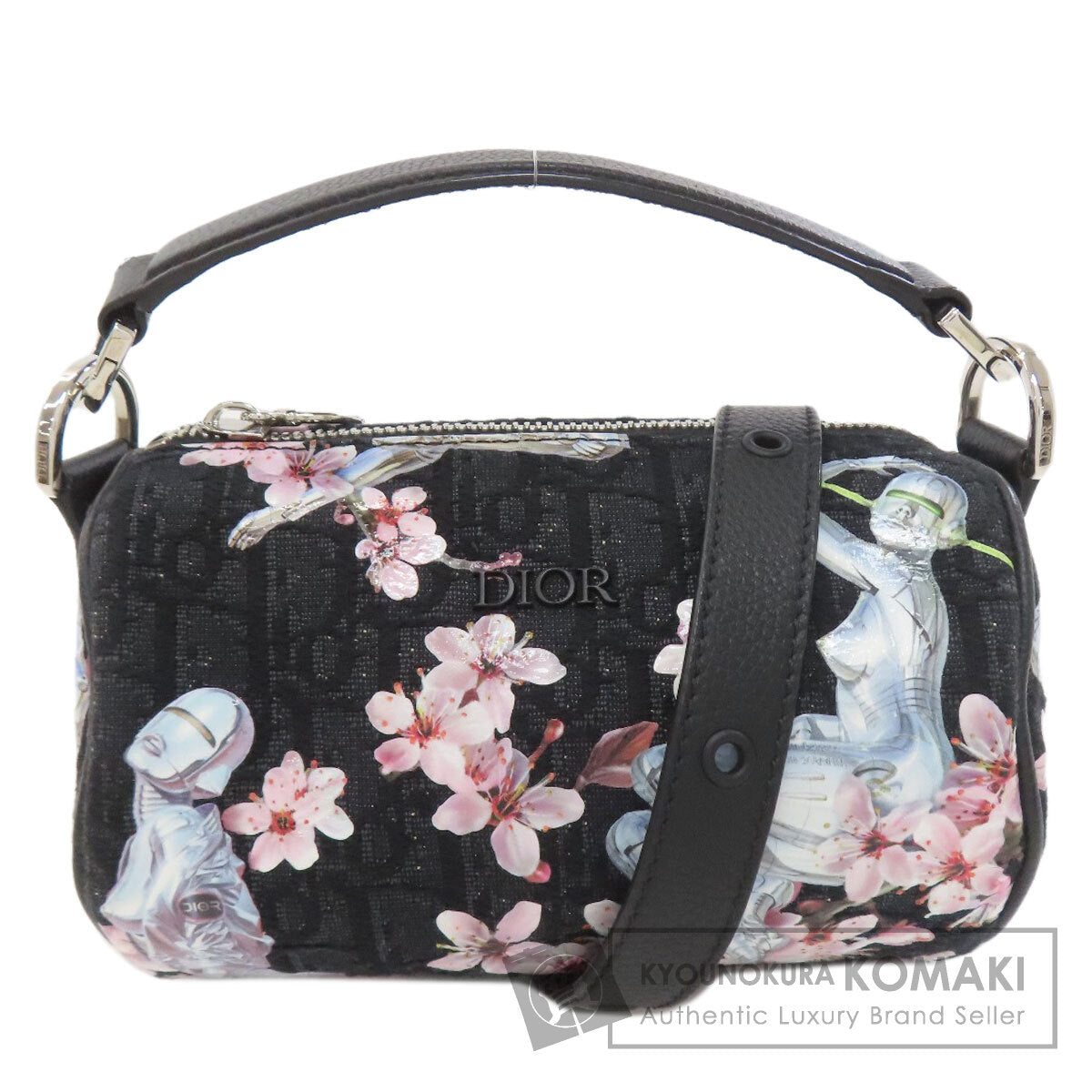 CHRISTIAN DIOR クリスチャンディオール 空山基コラボ トロッター 桜 2WAY ハンドバッグ キャンバス レディース 中古