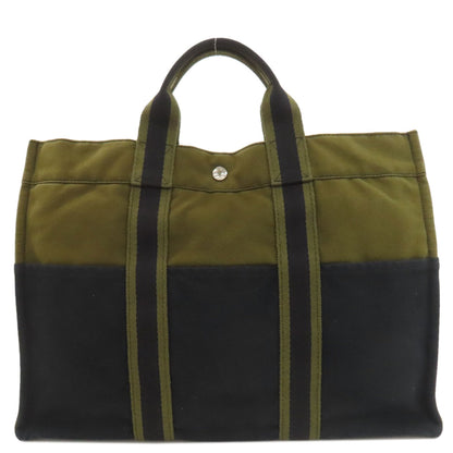 HERMES エルメス サックフールトゥMM ハンドバッグ キャンバス レディース 中古