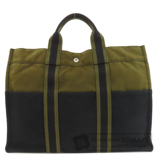 HERMES エルメス サックフールトゥMM ハンドバッグ キャンバス レディース 中古