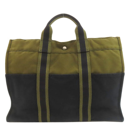 HERMES エルメス サックフールトゥMM ハンドバッグ キャンバス レディース 中古