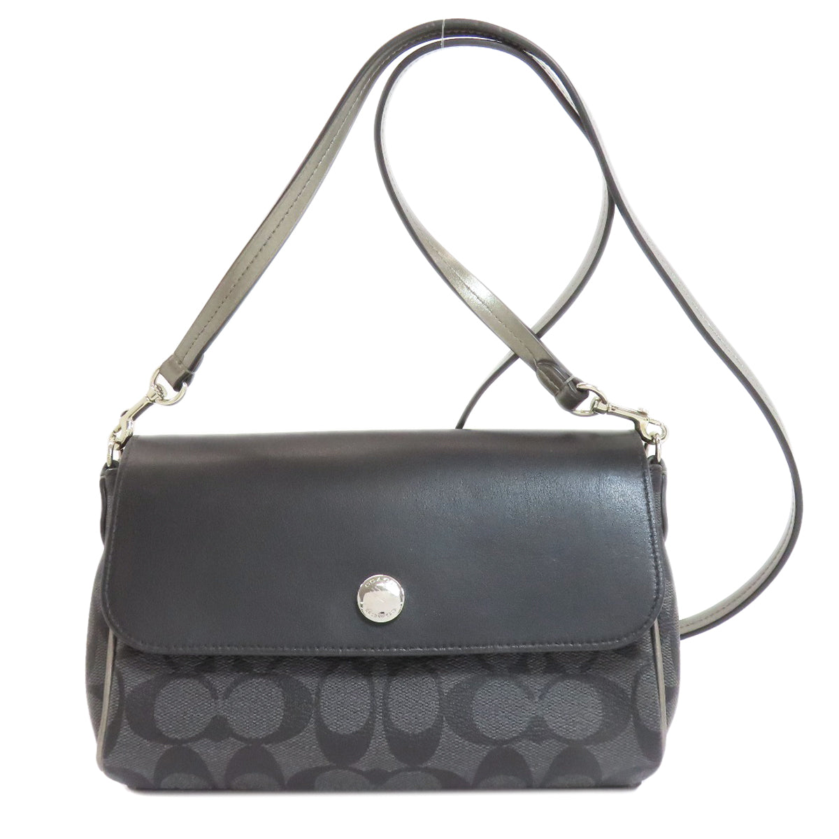 COACH コーチ F26172 リバーシブル フラップ シグネチャー ロングショルダー ショルダーバッグ PVC レディース 中古