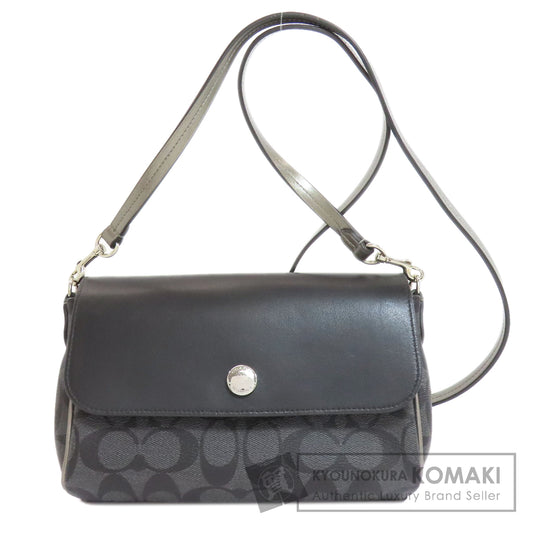 COACH コーチ F26172 リバーシブル フラップ シグネチャー ロングショルダー ショルダーバッグ PVC レディース 中古