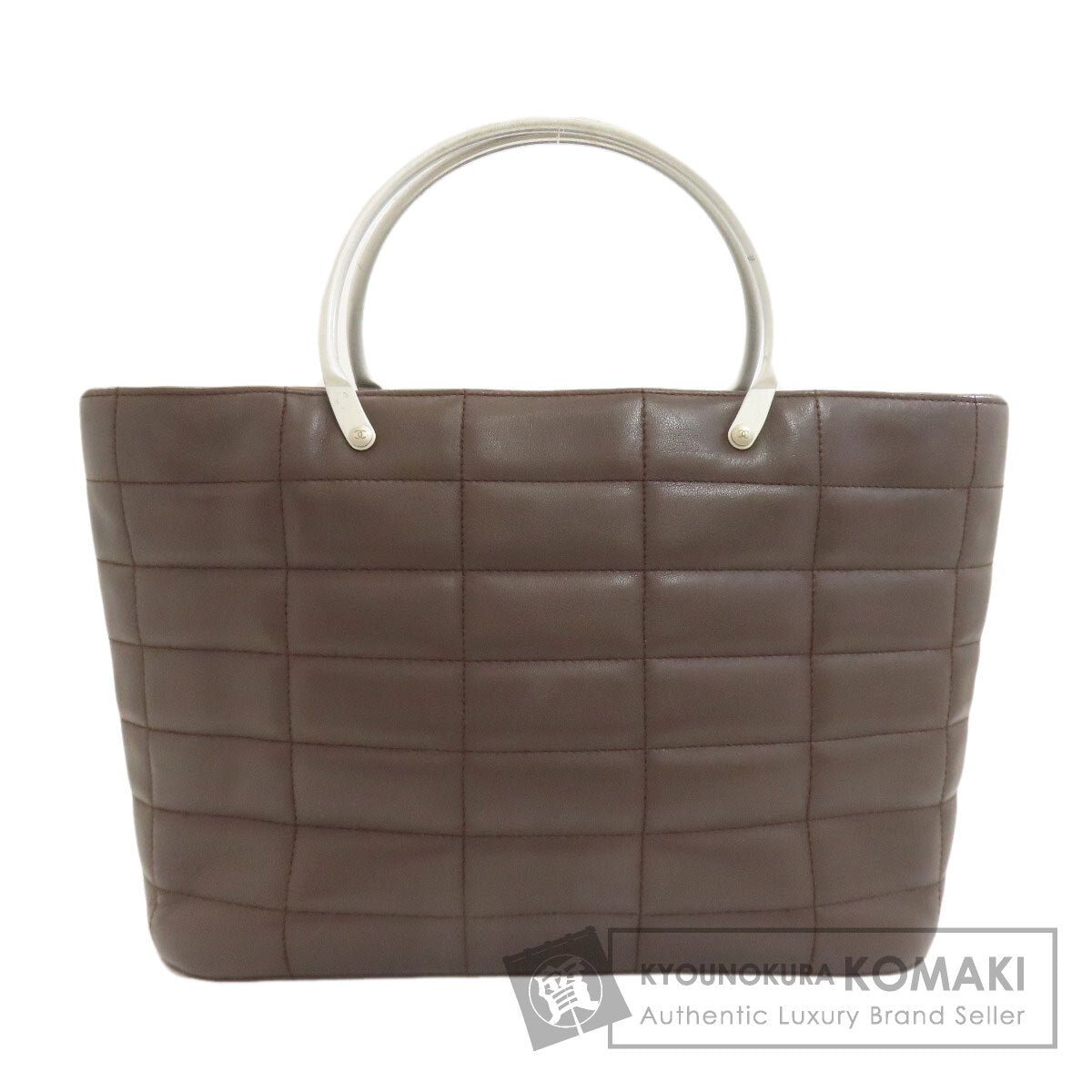 CHANEL シャネル チョコバー シルバー金具 ハンドバッグ カーフ レディース 中古