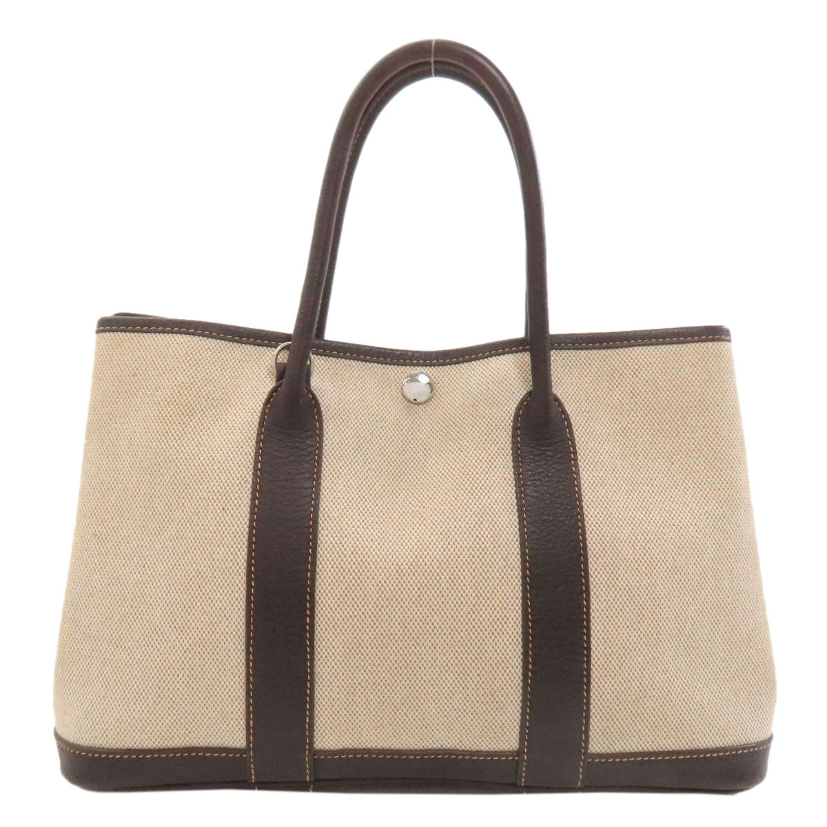HERMES エルメス ガーデンパーティTPM マロン シルバー金具 トートバッグ トワルアッシュ レディース 中古