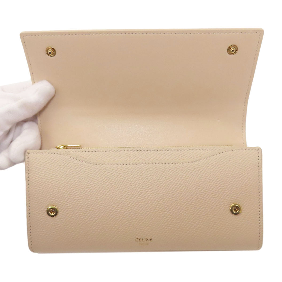 CELINE セリーヌ ロゴ 長財布（小銭入れあり） レザー レディース 中古