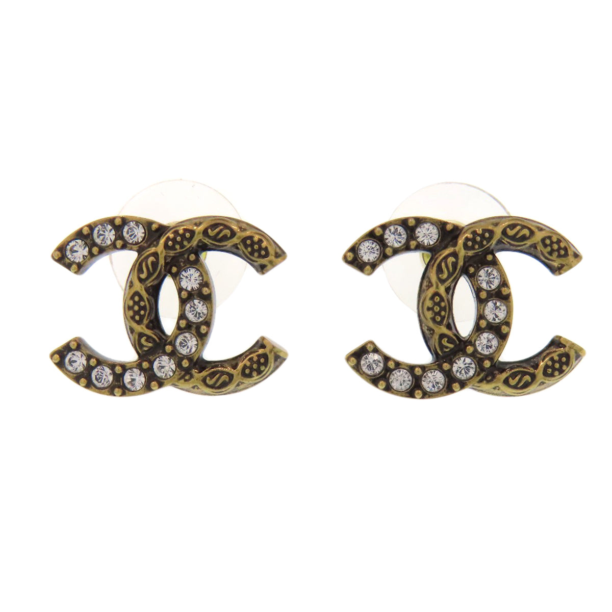 CHANEL シャネル ココマーク ラインストーン ピアス 金属製 レディース 中古