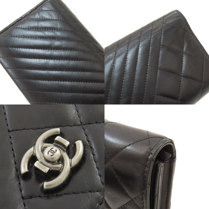 CHANEL シャネル シェブロン マトラッセ シルバー金具 長財布（小銭入れあり） カーフ レディース 中古