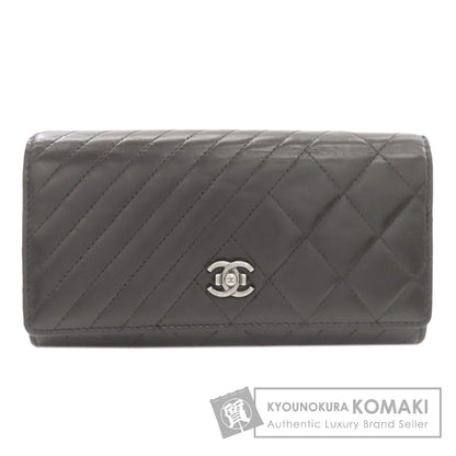 CHANEL シャネル シェブロン マトラッセ シルバー金具 長財布（小銭入れあり） カーフ レディース 中古