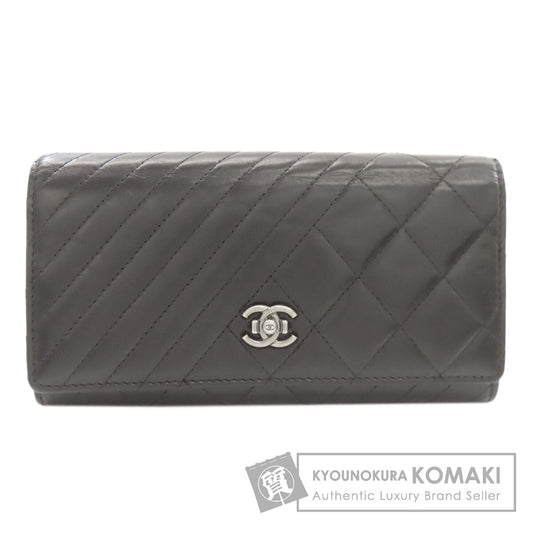 CHANEL シャネル シェブロン マトラッセ シルバー金具 長財布（小銭入れあり） カーフ レディース 中古