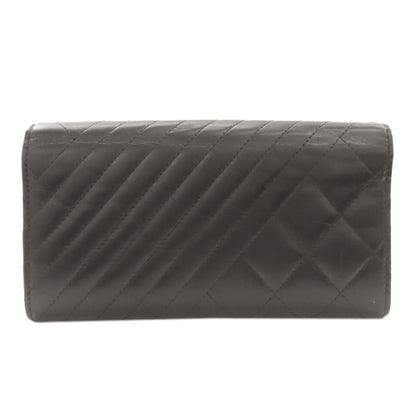 CHANEL シャネル シェブロン マトラッセ シルバー金具 長財布（小銭入れあり） カーフ レディース 中古
