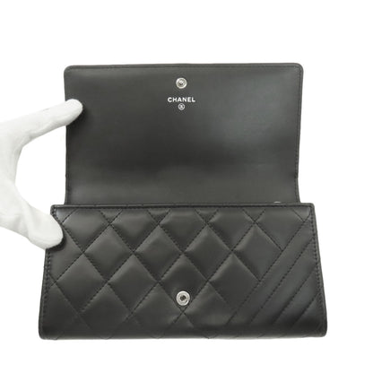 CHANEL シャネル シェブロン マトラッセ シルバー金具 長財布（小銭入れあり） カーフ レディース 中古