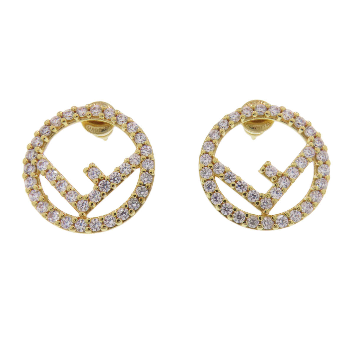 FENDI フェンディ エフ イズ フェンディ ラインストーン ピアス 金属製 レディース 中古