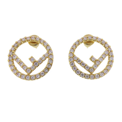 FENDI フェンディ エフ イズ フェンディ ラインストーン ピアス 金属製 レディース 中古