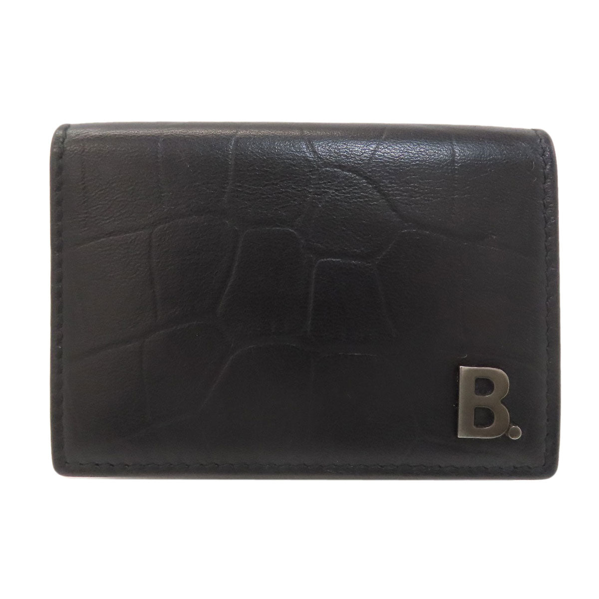BALENCIAGA バレンシアガ コンパクトウォレット ロゴ 二つ折り財布（小銭入れあり） レザー レディース 中古