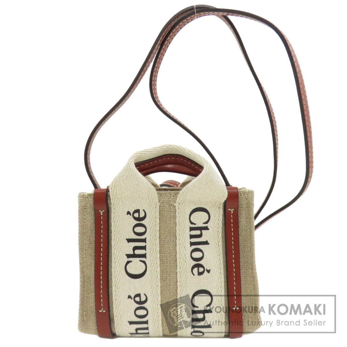 CHLOE クロエ ウッディ ナノ 2WAY ショルダーバッグ キャンバス レディース 中古