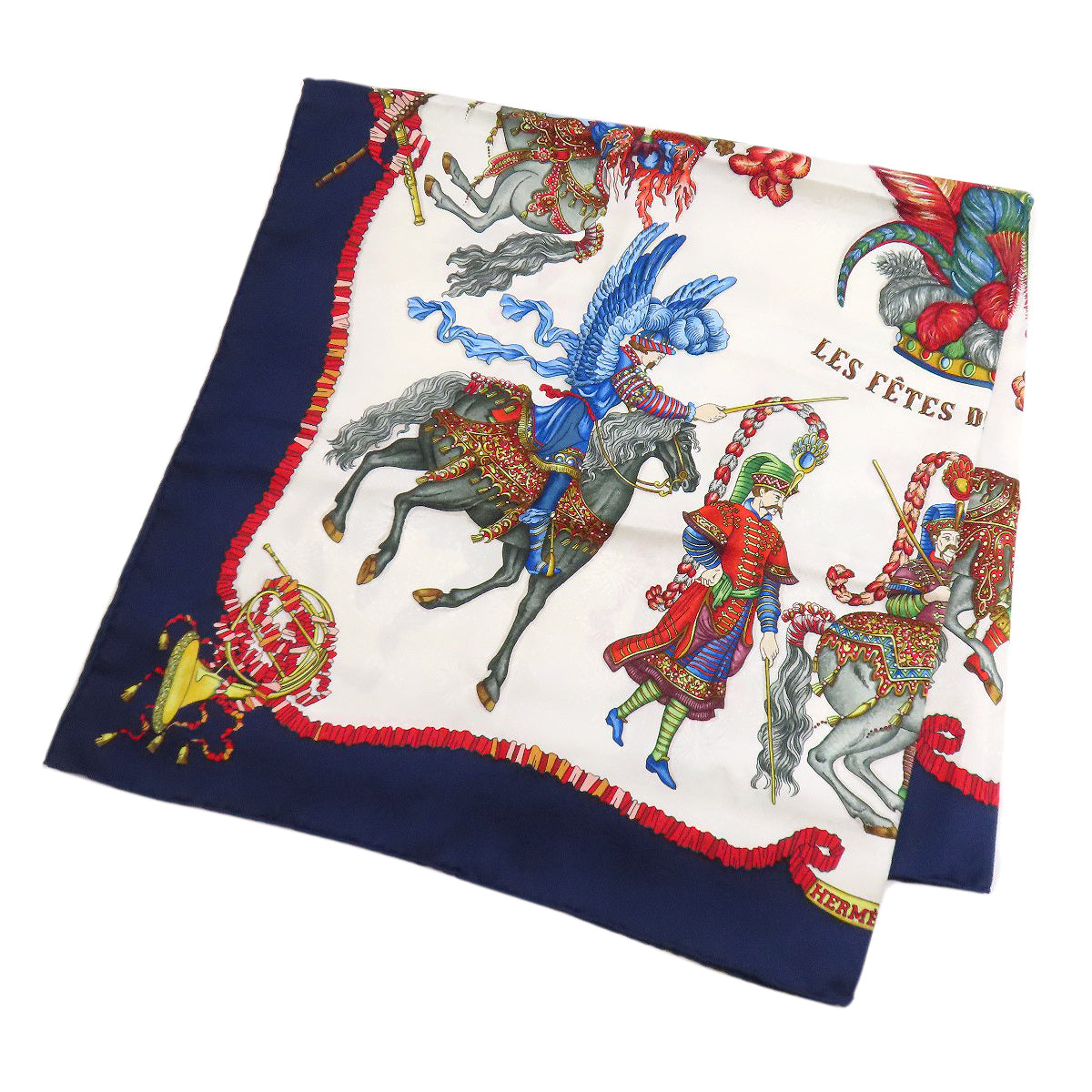 HERMES エルメス カレ90 太陽王の祝典 スカーフ シルク レディース 中古