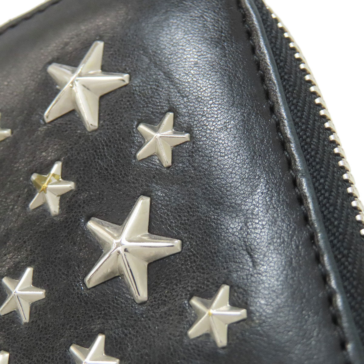 Jimmy Choo ジミーチュウ スターモチーフ ラウンドファスナー 長財布（小銭入れあり） レザー レディース 中古