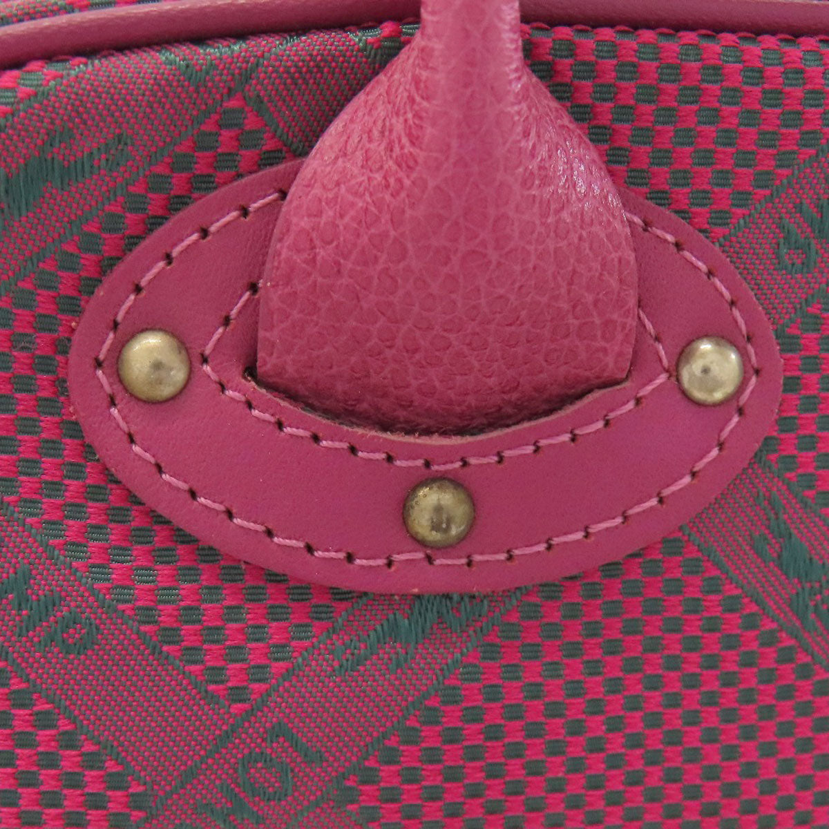 Longchamp ロンシャン ロンシャンホース チェック ハンドバッグ ナイロン レディース 中古