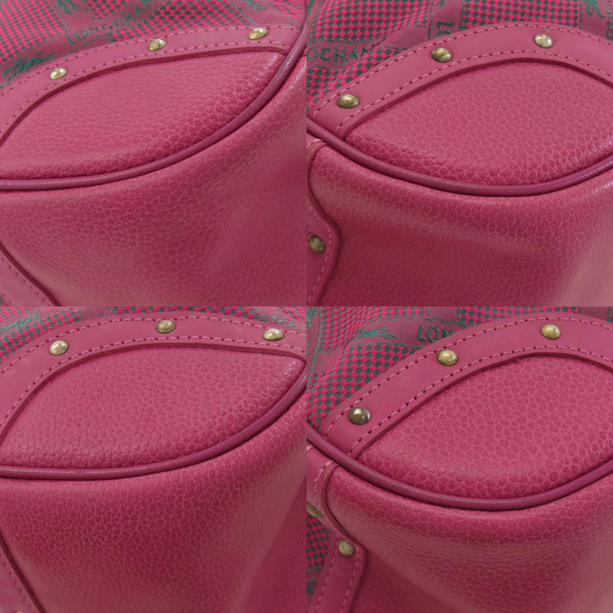 Longchamp ロンシャン ロンシャンホース チェック ハンドバッグ ナイロン レディース 中古