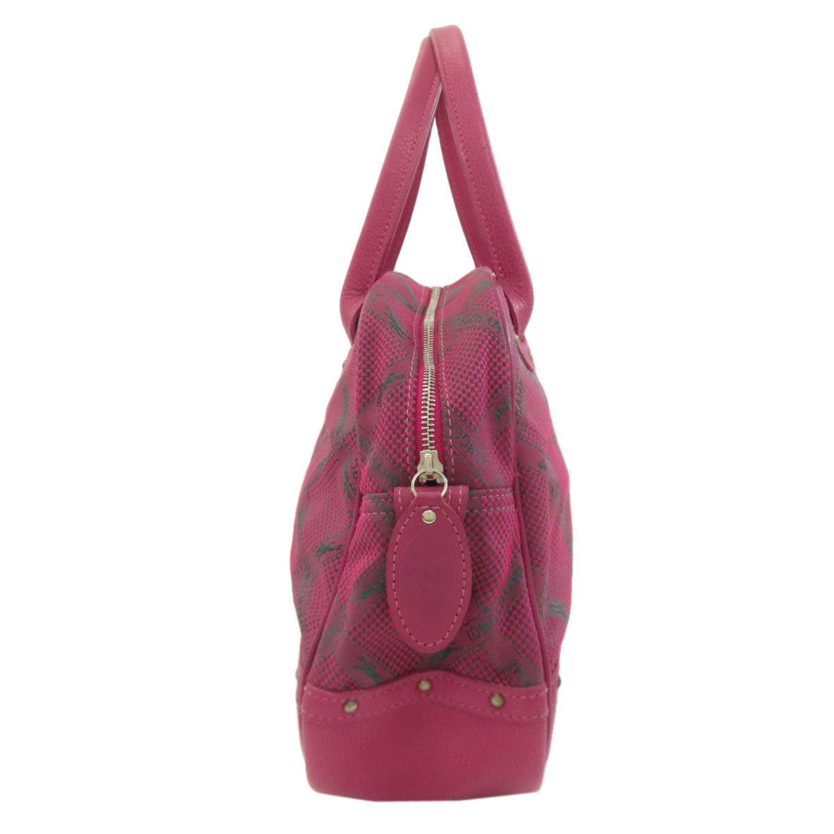 Longchamp ロンシャン ロンシャンホース チェック ハンドバッグ ナイロン レディース 中古