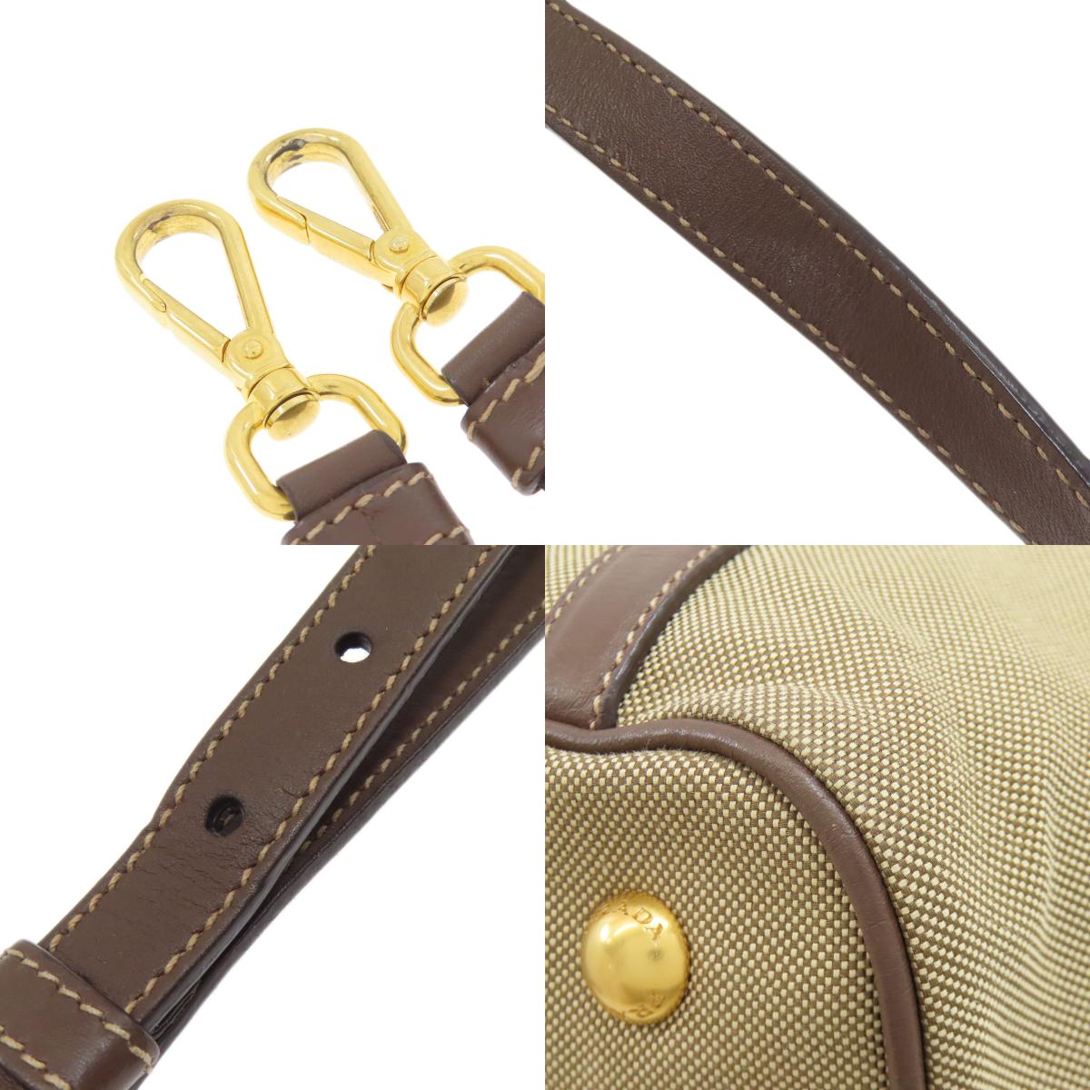 PRADA プラダ ロゴ金具 2WAY ハンドバッグ キャンバス レディース 中古