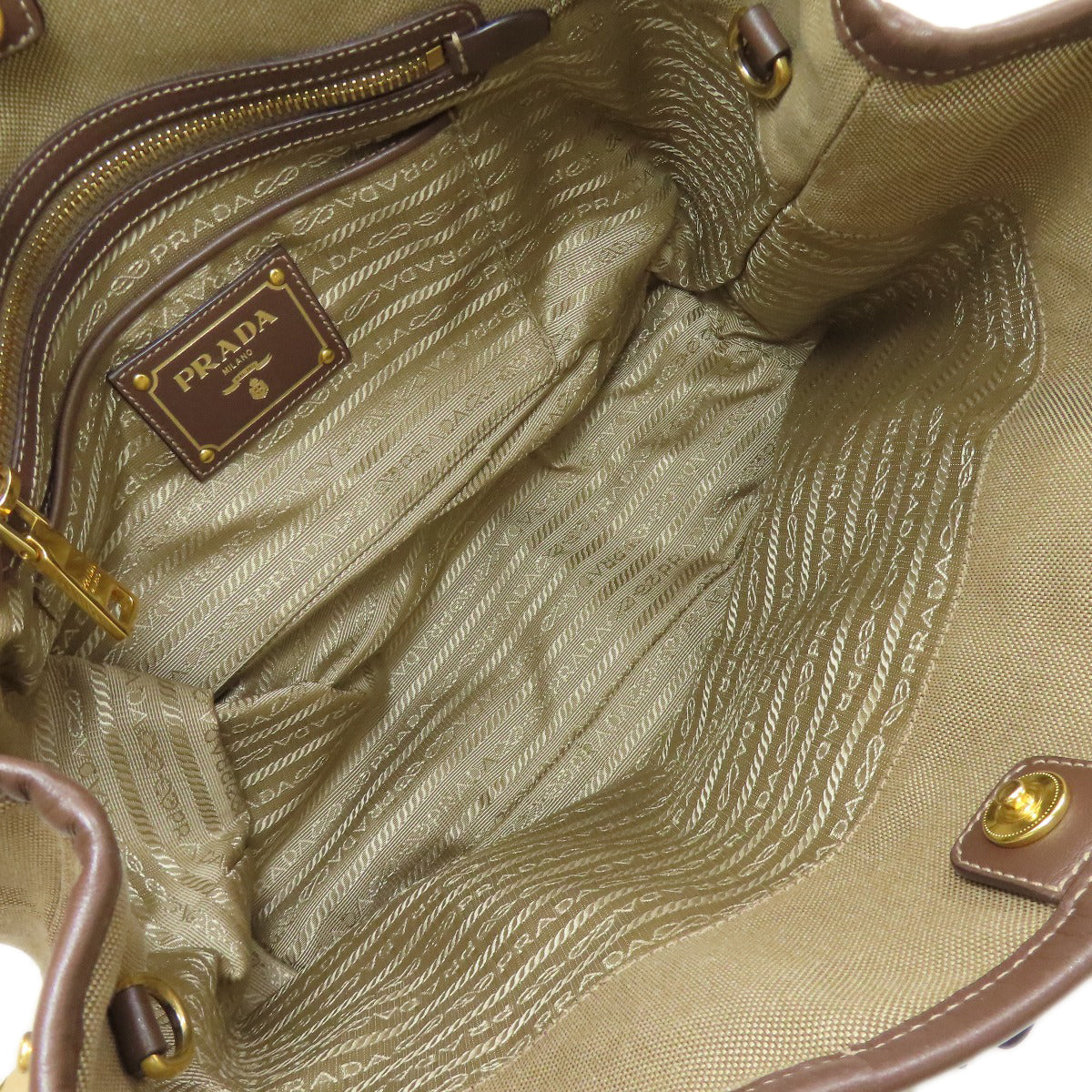 PRADA プラダ ロゴ金具 2WAY ハンドバッグ キャンバス レディース 中古