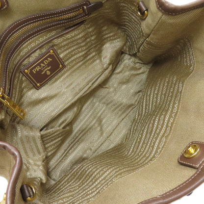 PRADA プラダ ロゴ金具 2WAY ハンドバッグ キャンバス レディース 中古