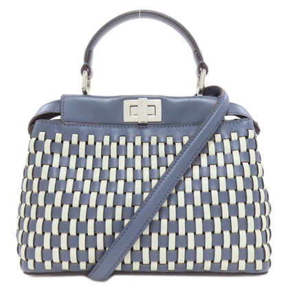 FENDI フェンディ ピーカブー 編み込み 2WAY ハンドバッグ カーフ レディース 中古
