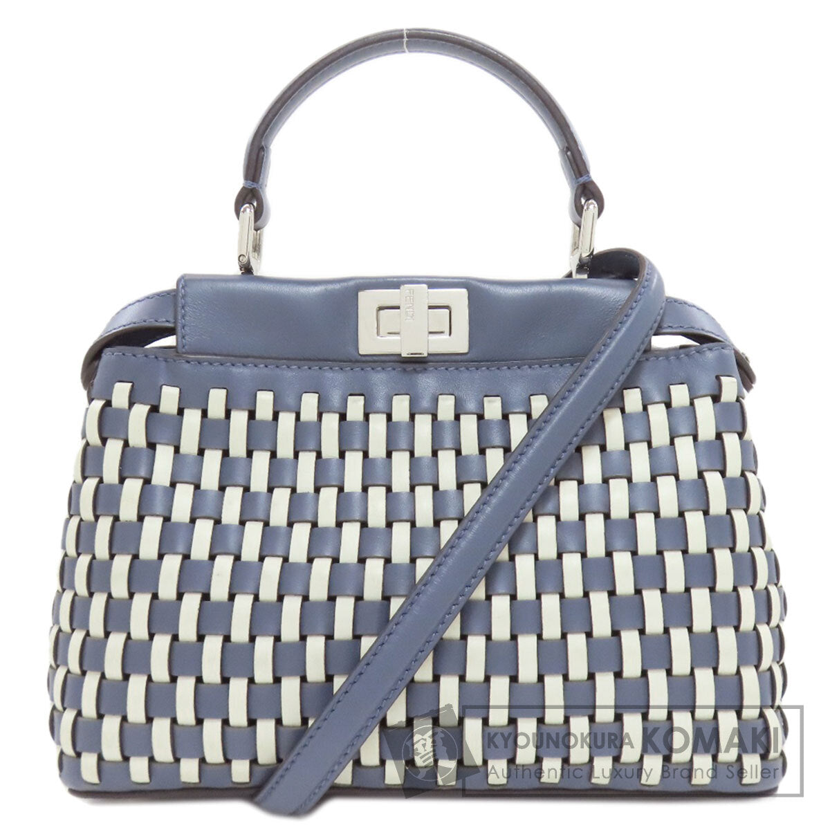 FENDI フェンディ ピーカブー 編み込み 2WAY ハンドバッグ カーフ レディース 中古