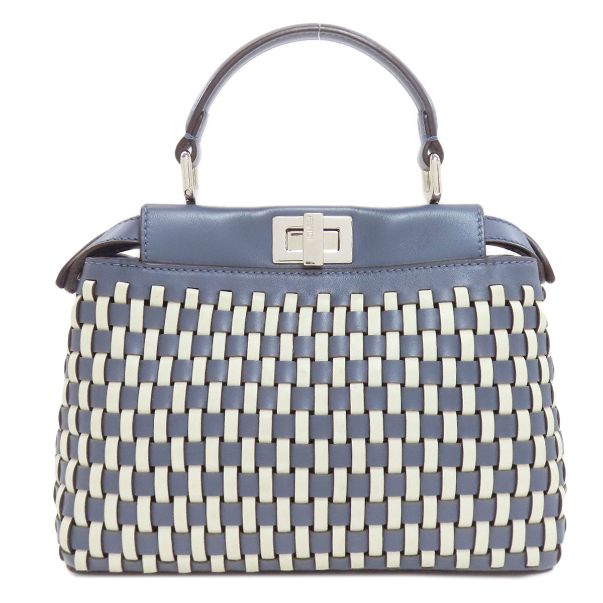 FENDI フェンディ ピーカブー 編み込み 2WAY ハンドバッグ カーフ レディース 中古