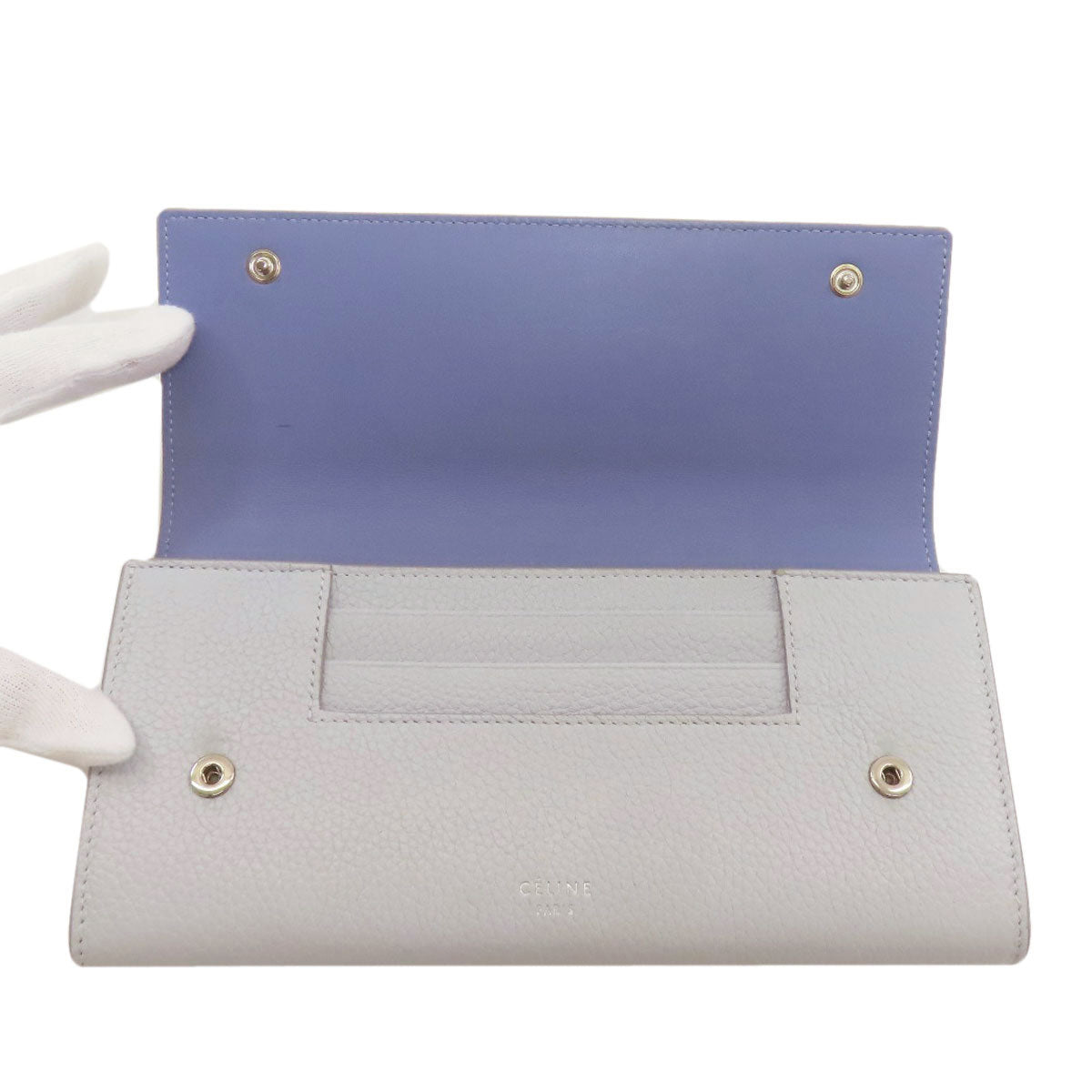 CELINE セリーヌ ロゴ 長財布（小銭入れあり） レザー レディース 中古