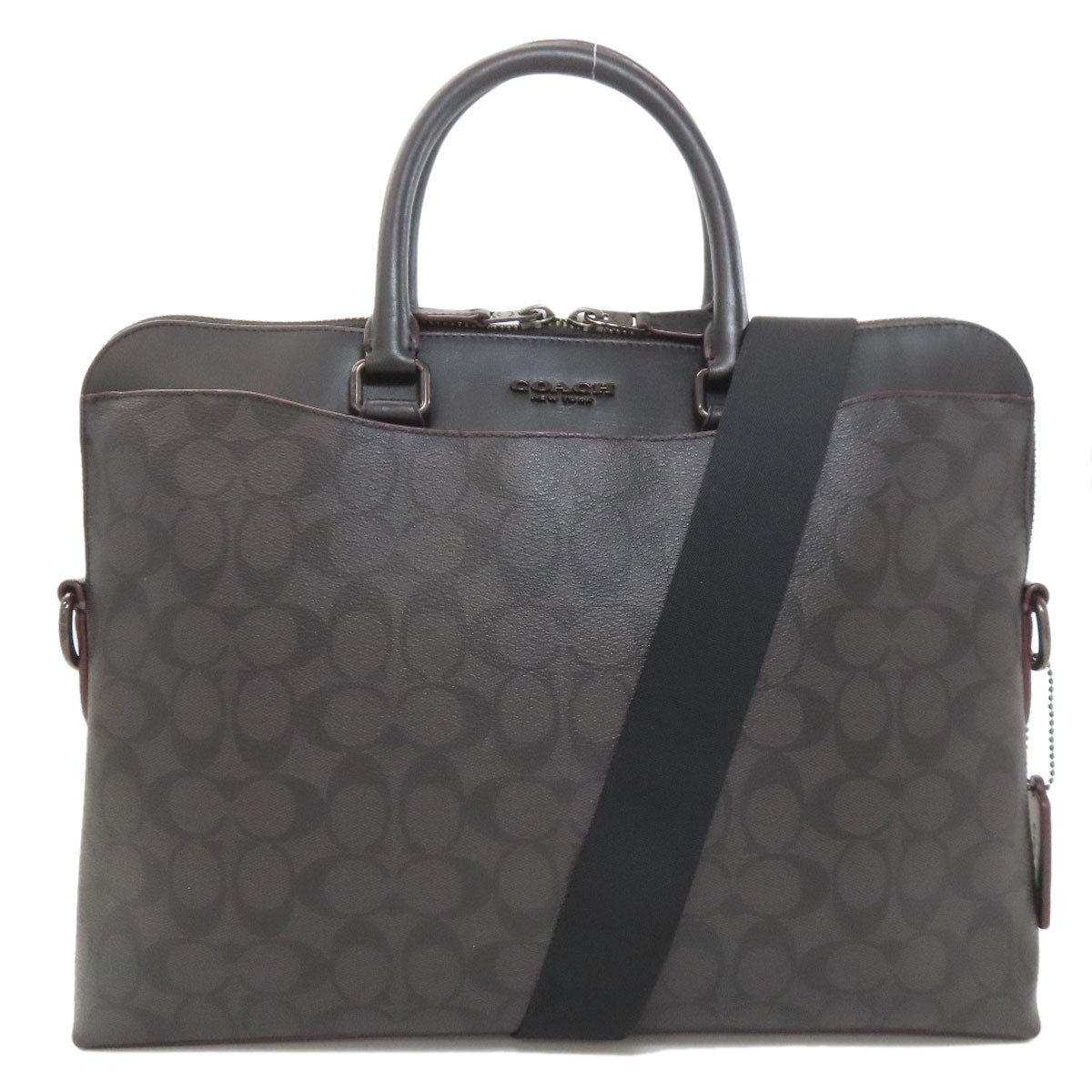 COACH コーチ F73970 シグネチャー 2WAY ビジネスバッグ PVC メンズ 中古