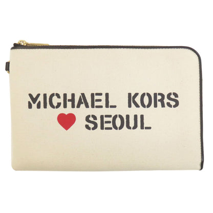 Michael Kors マイケルコース ロゴ クラッチバッグ キャンバス レディース 中古