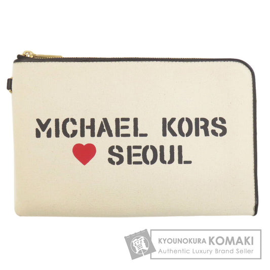 Michael Kors マイケルコース ロゴ クラッチバッグ キャンバス レディース 中古