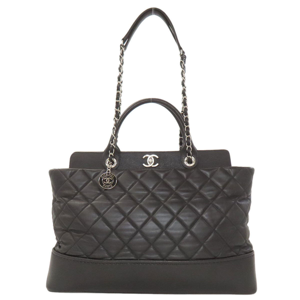 CHANEL シャネル マトラッセ シルバー金具 2WAY トートバッグ カーフ レディース 中古