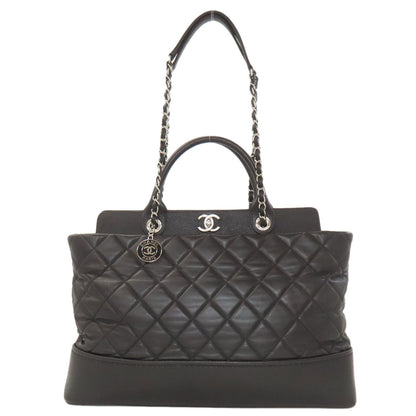 CHANEL シャネル マトラッセ シルバー金具 2WAY トートバッグ カーフ レディース 中古