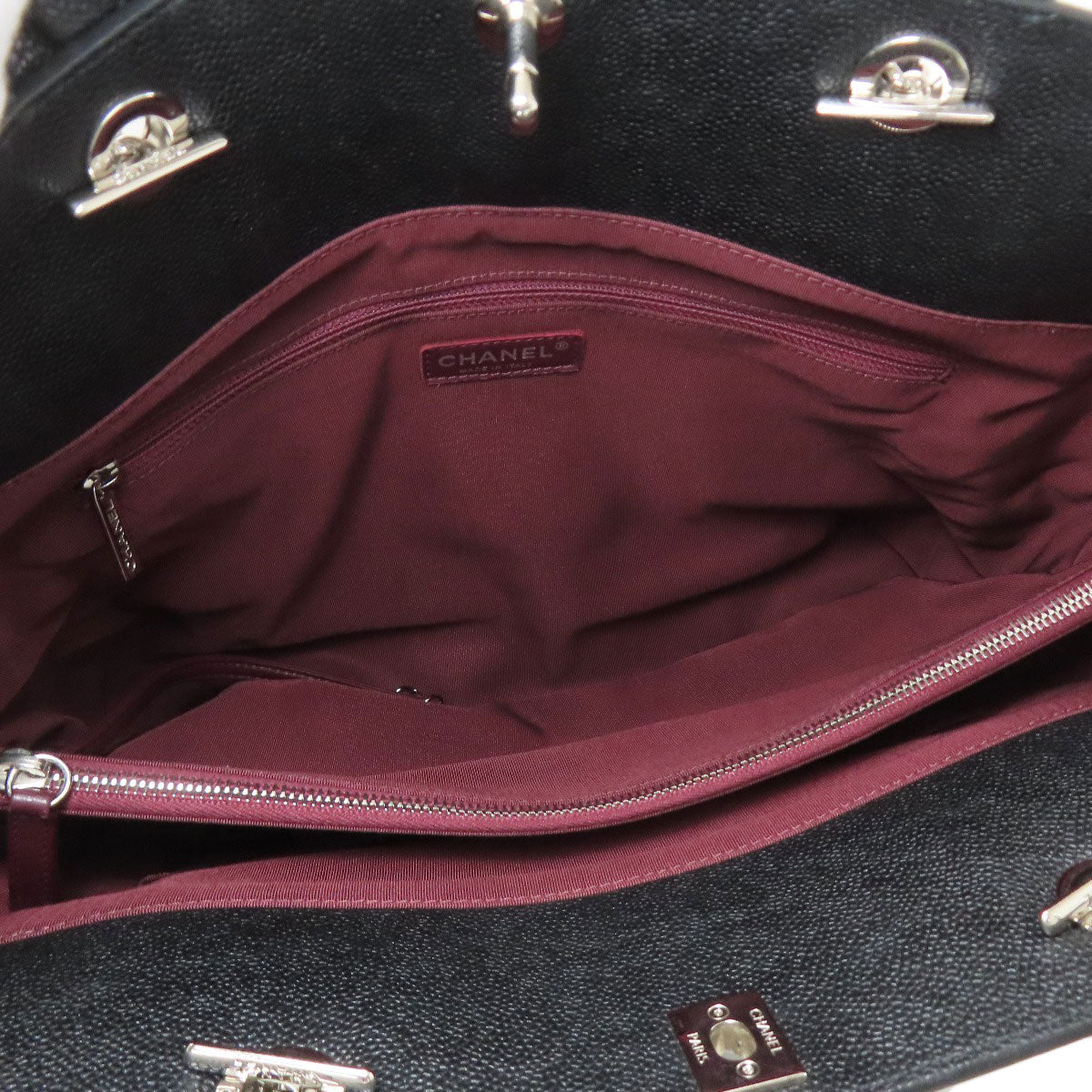 CHANEL シャネル マトラッセ シルバー金具 2WAY トートバッグ カーフ レディース 中古