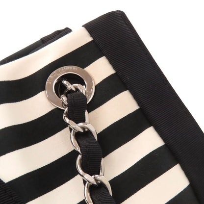 CHANEL シャネル チェーントート ボーダー ココマーク シルバー金具 トートバッグ ナイロン レディース 中古