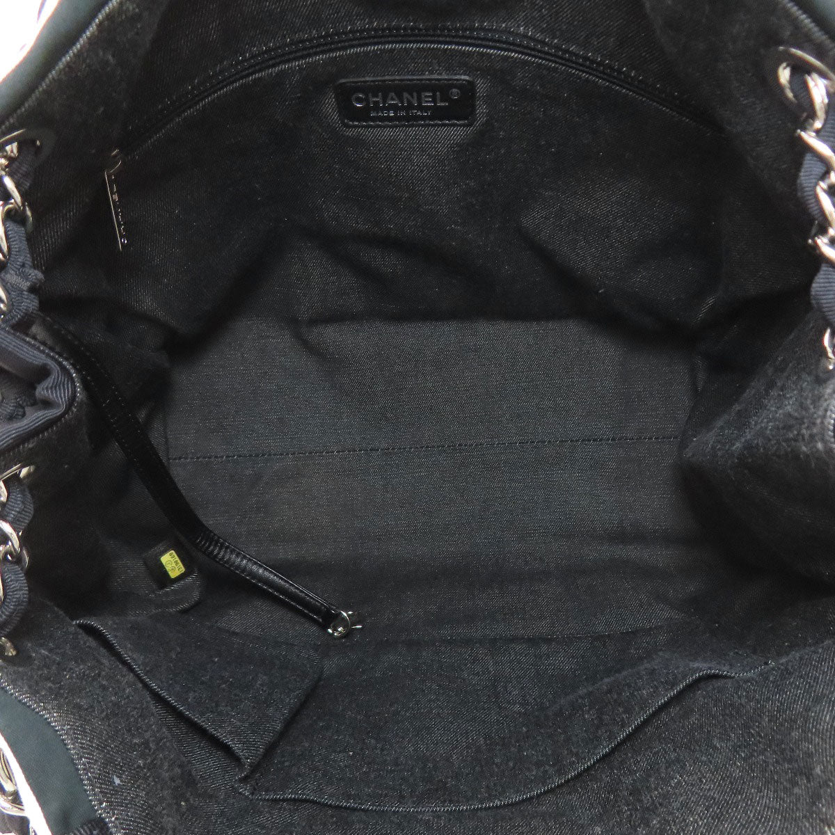 CHANEL シャネル チェーントート ボーダー ココマーク シルバー金具 トートバッグ ナイロン レディース 中古