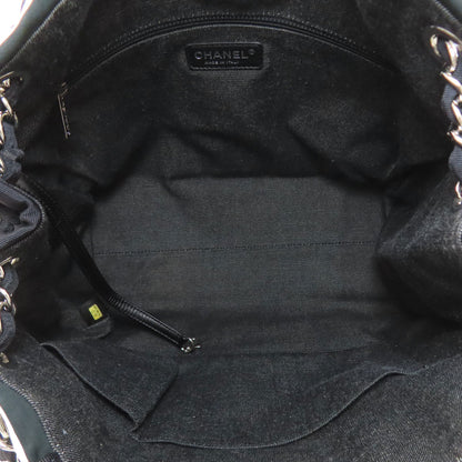 CHANEL シャネル チェーントート ボーダー ココマーク シルバー金具 トートバッグ ナイロン レディース 中古