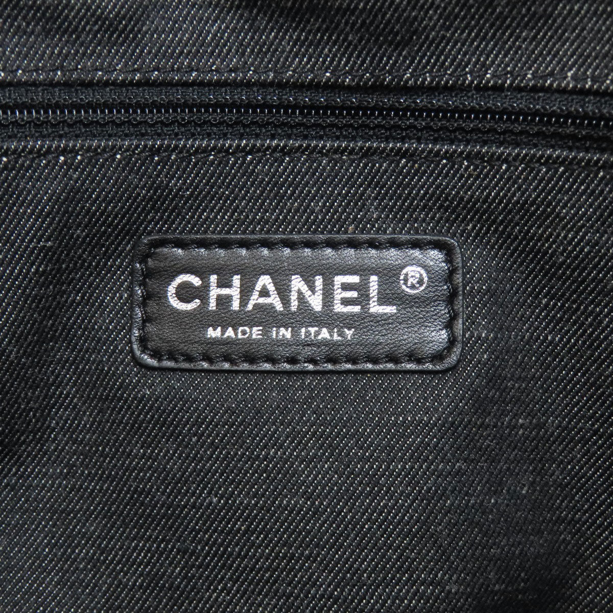 CHANEL シャネル チェーントート ボーダー ココマーク シルバー金具 トートバッグ ナイロン レディース 中古