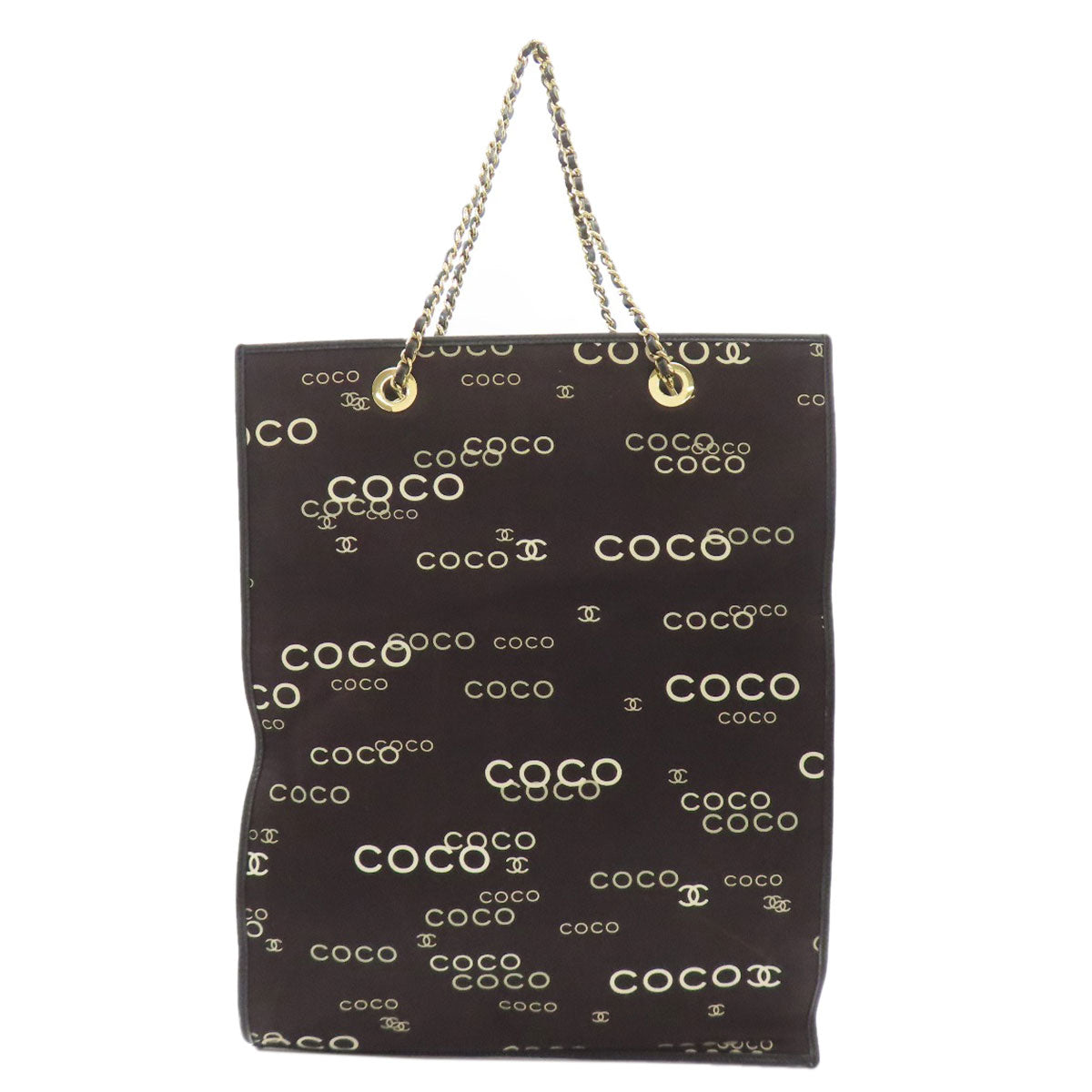 CHANEL シャネル COCOプリント ゴールド金具 トートバッグ キャンバス レディース 中古