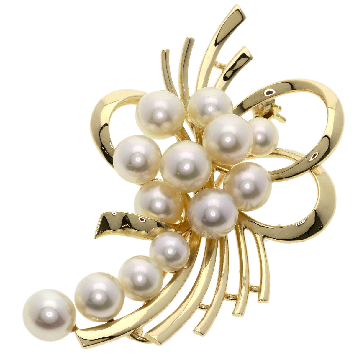 MIKIMOTO ミキモト パール 真珠 ブローチ K14YG レディース 中古
