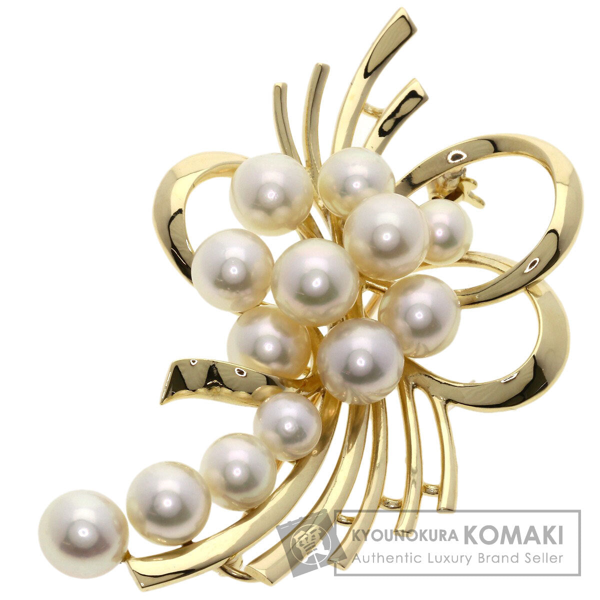 MIKIMOTO ミキモト パール 真珠 ブローチ K14YG レディース 中古