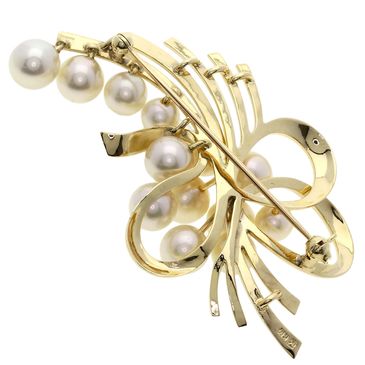 MIKIMOTO ミキモト パール 真珠 ブローチ K14YG レディース 中古